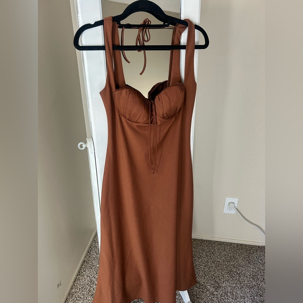 Fashion Nova Tan Drawstring Trousers
